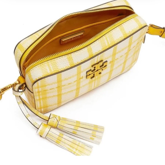 NWT Tory Burch McGraw Yellow Plaid Leather Crossbody Bag - Picture 3 of 13